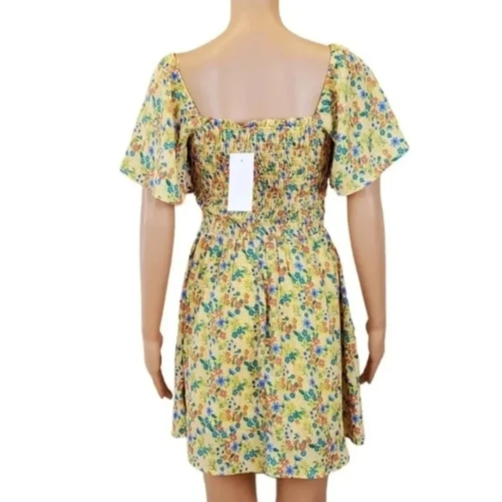 Sienna SKY short sleeve yellow floral mini Dress